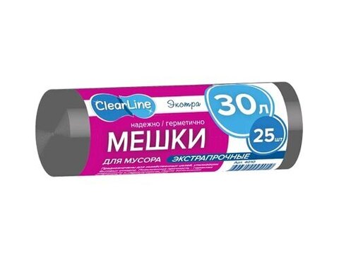 Мешки для мусора, эконом черные, 30л/ 30шт Clear Line