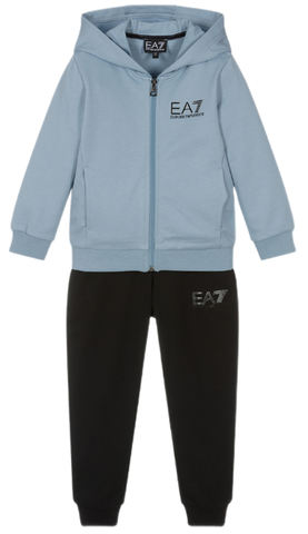 Детский теннисный костюм EA7 Boys Jersey Tracksuit - l.blue/black