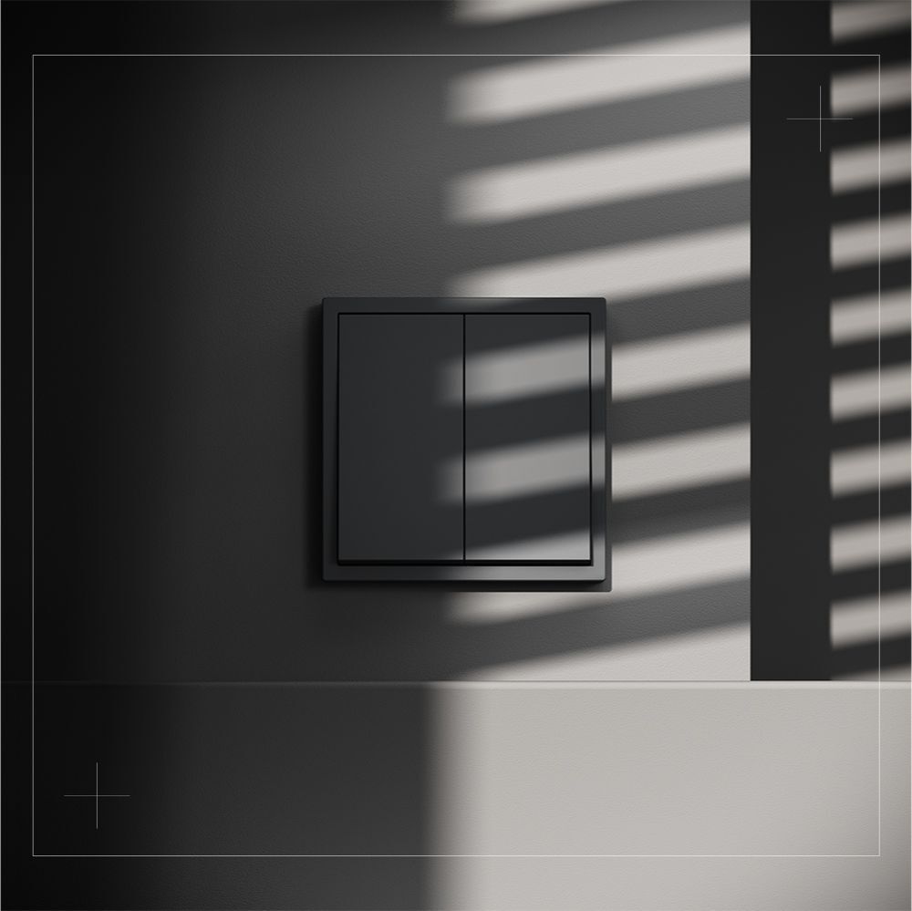 Выключатель с самовозвратом встраиваемый Voltum S70 двухклавишный 10А, (графит) VLS020607