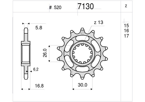Звезда ведущая Ognibene 7130-Z16 (JTF1269.16)