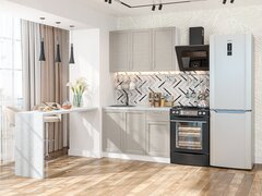 Прямая модульная кухня Сканди-05 Cappuccino Softwood - Белый 2140*1200*600