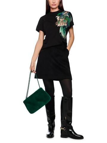 Marc Cain Футболка хлопковая с аппликацией из перьев и пайеток