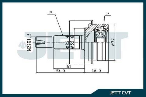 ШРУС внешний JETT V41-9222 (19 шлицов)
