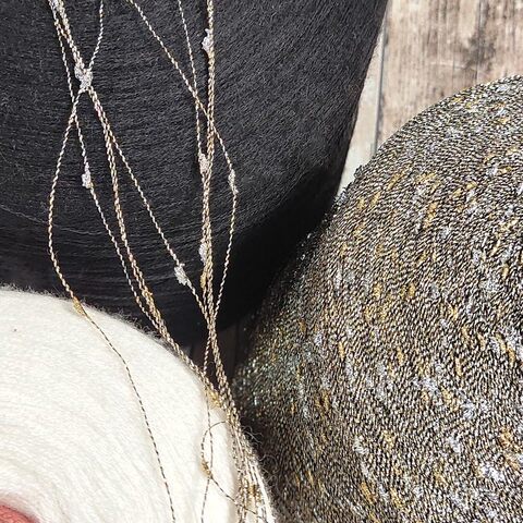 Люрекс фасонный ELETTRA 1500 золото-серебро на сером