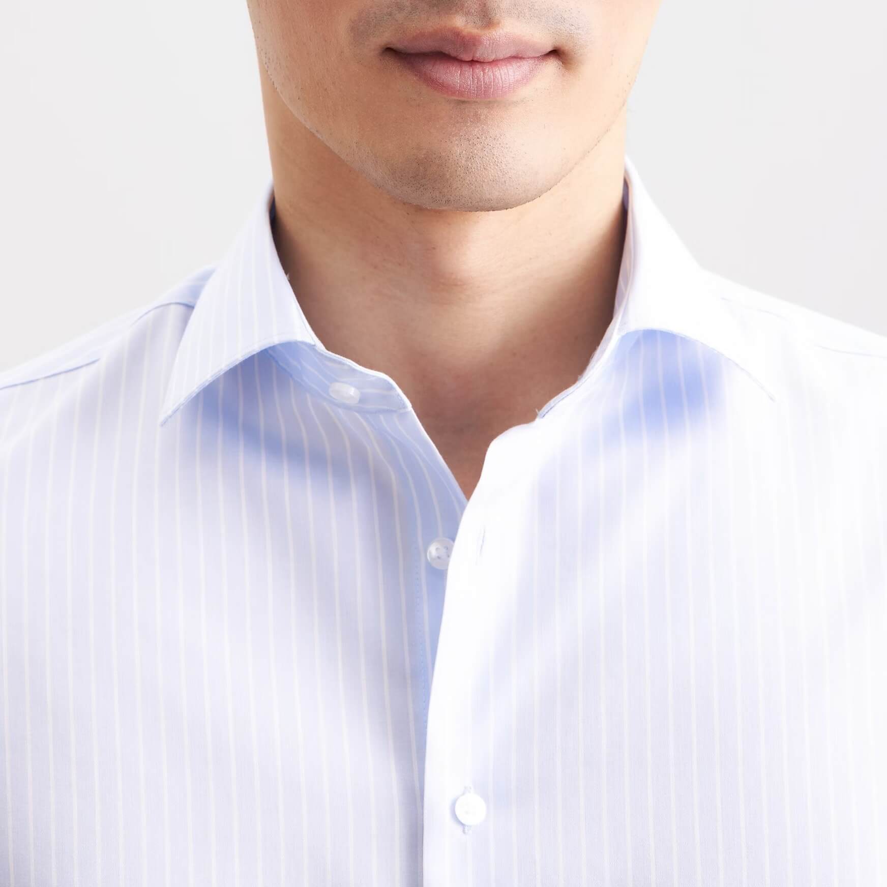 Сорочка мужская Seidensticker Slim Fit 01.845435-10 голубая в белую полоску