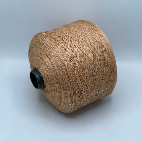 Бобинная пряжа, Linette Pailletes, 450м, 80% Лен, 20% Полиэстер(пайетка),Абрикос+пайетка.37920