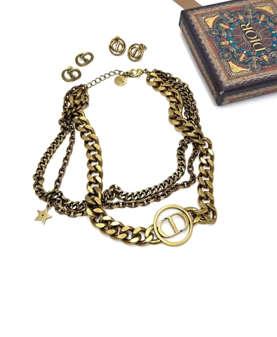 Колье многослойное с подвесками style by DIOR в винтажном стиле