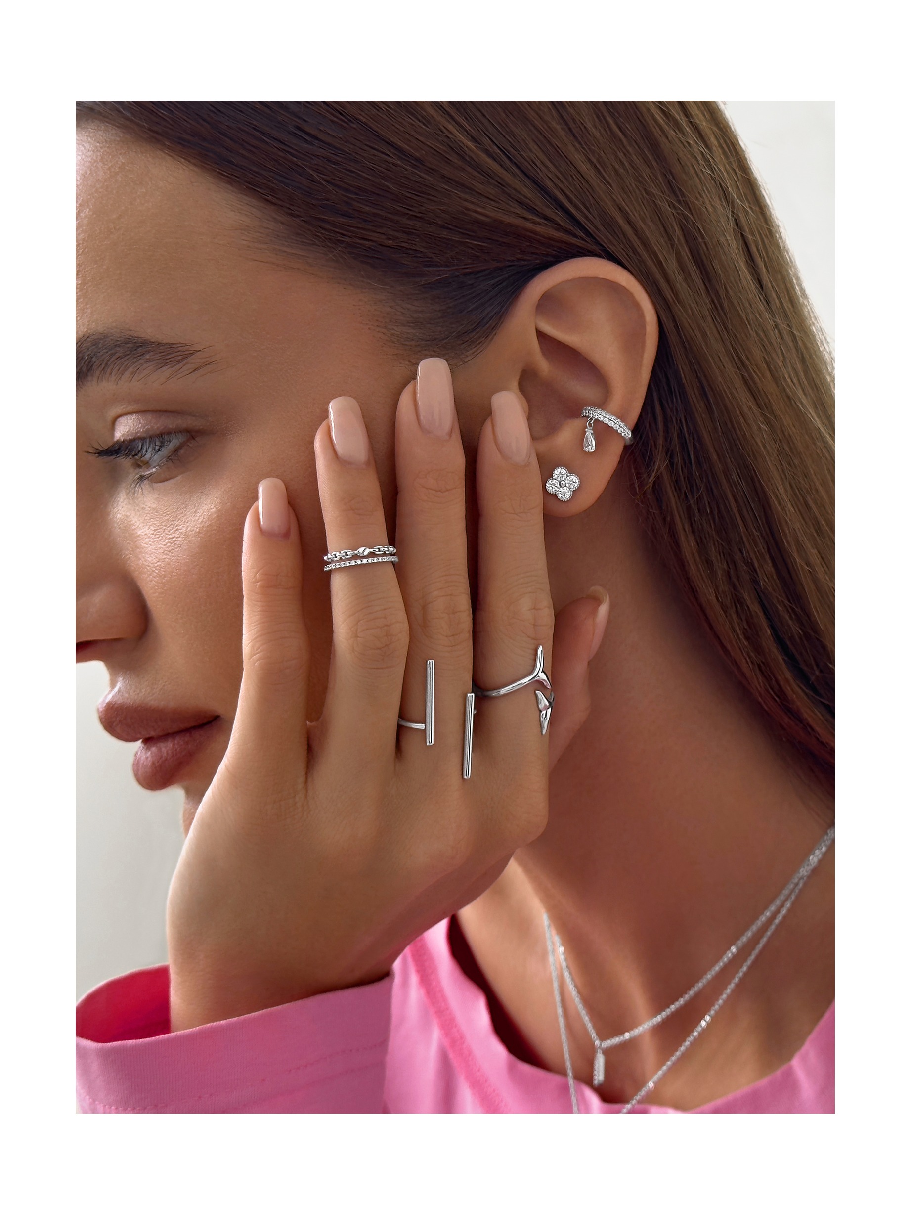 Серьги Четырёхлистники с фианитами