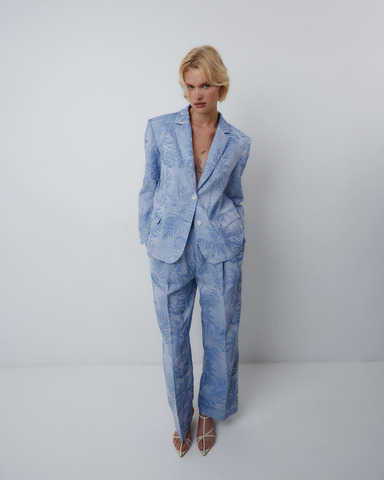 Брюки из смесового льна Брунелло Кучинелли голубой