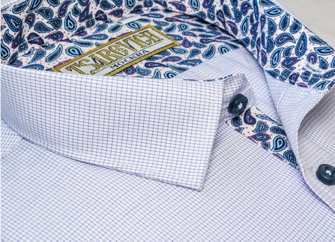 Белая рубашка с пестрым воротником TSAREVICH, короткий рукав