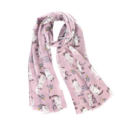 Японский женский палантин с кошачьим принтом ''NAGONAGO'', розовый, 24-7147-1, KUSUGURU