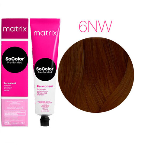 Matrix SoColor Pre-Bonded 6NW натуральный теплый темный блондин, стойкая крем-краска для волос с бондером