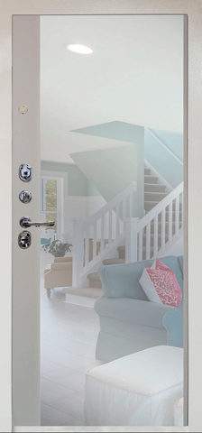 Теплая дверь входная Аргус Люкс 3К Магнум зеркало, 2 замка, 1,8 мм металл, (снежно белый+белый софт) #3