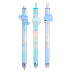 
          Ручка гелевая, пиши-стирай, автоматическая, Basir, синие чернила, серия "OCEAN DREAM", фигурка на корпусе, 36 шт