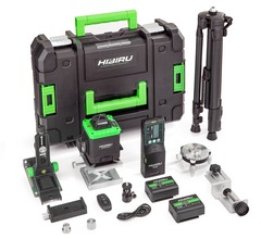 Профессиональный лазерный уровень HIBIRU 4D Omnitronic PRO со штативом и приемником, 16 лучей 360 градусов, самовыравнивание, пульт, откалиброван, гарантия, полный комплект