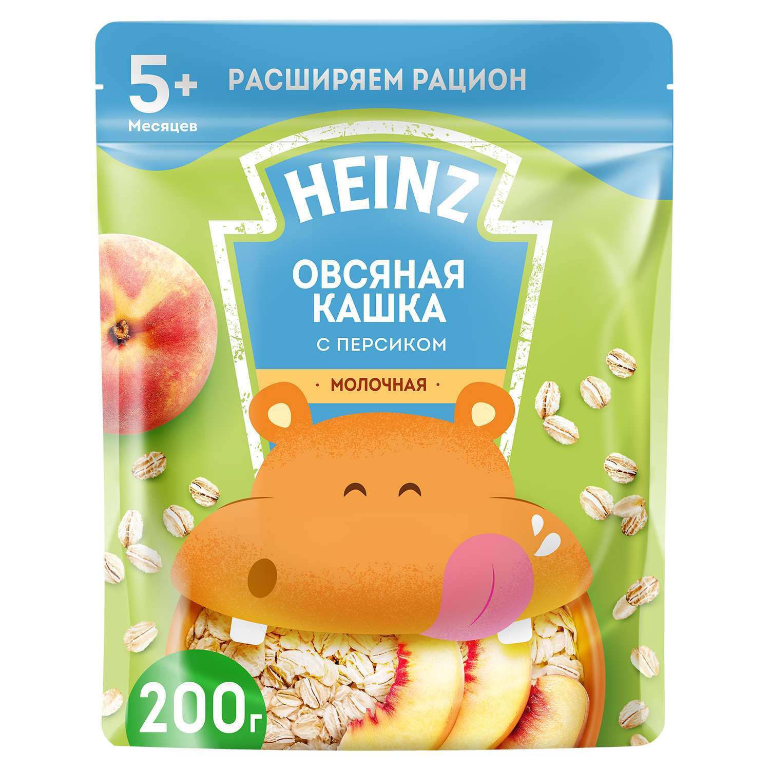 Каша Heinz молочная овсяная с персиком Омега 3, 6+ мес купить в интернет  магазине Nappystore в Благовещенске