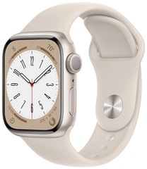 Умные часы Apple Watch Series 8 41 мм из алюминия цвета «сияющая звезда», спортивный ремешок «сияющая звезда» (S/M 130–180mm)