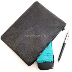 Плоский мини зонтик ArtRain цвета Тиффани с черной ручкой