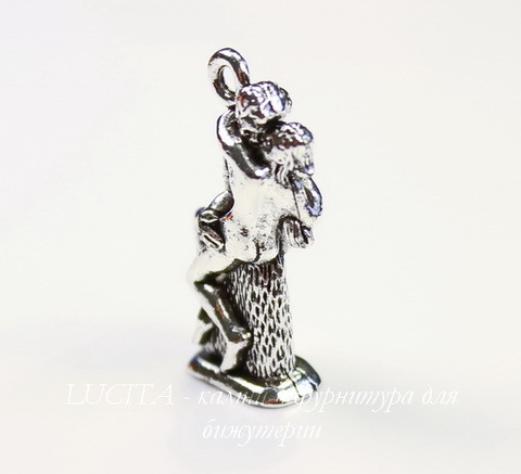 Подвеска Quest Beads "Поцелуй" 3D (цвет-античное серебро) 23х12 мм