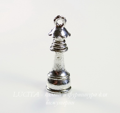 Подвеска Quest Beads в виде шахматной фигуры "Ферзь" 3D (цвет-античное серебро) 23х7 мм