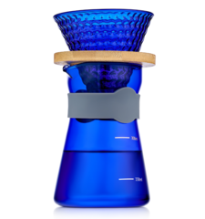 Пуровер-кофеварка для фильтр кофе из синего стекла, 400 мл