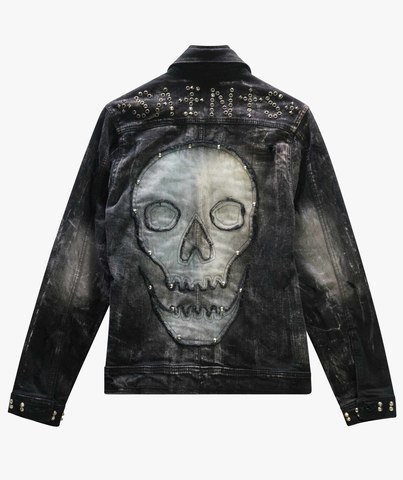 The Saints Sinphony | Куртка джинсовая мужская DISTRESSED BLACK SKULL JACKET TSJ003 спина