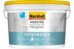Краска для потолка водно-дисперсионная Marshall Maestro Белый Потолок Люкс глубокоматовая белая