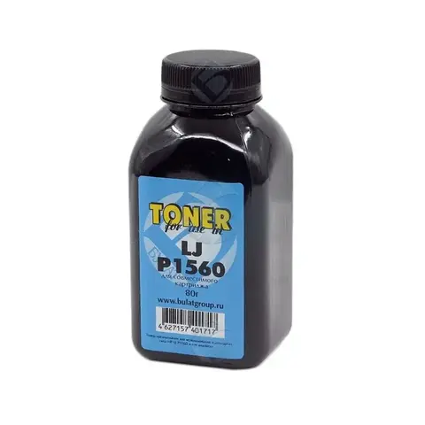 Тонер БУЛАТ HP LJ P1560 (Чёрный, банка 80 г), для совместимого картриджа