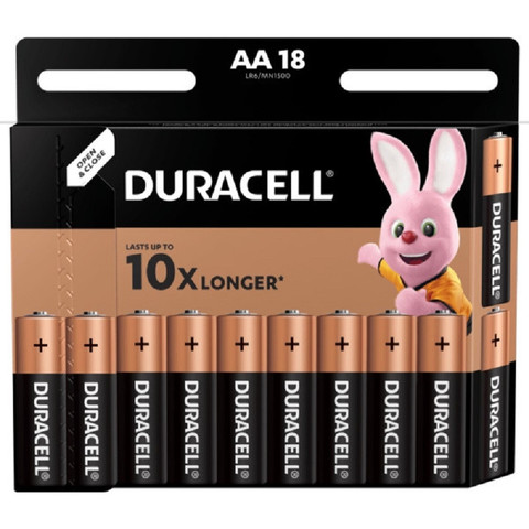 Батарейки Duracell пальчиковые АА LR6 (18 штук в упаковке)