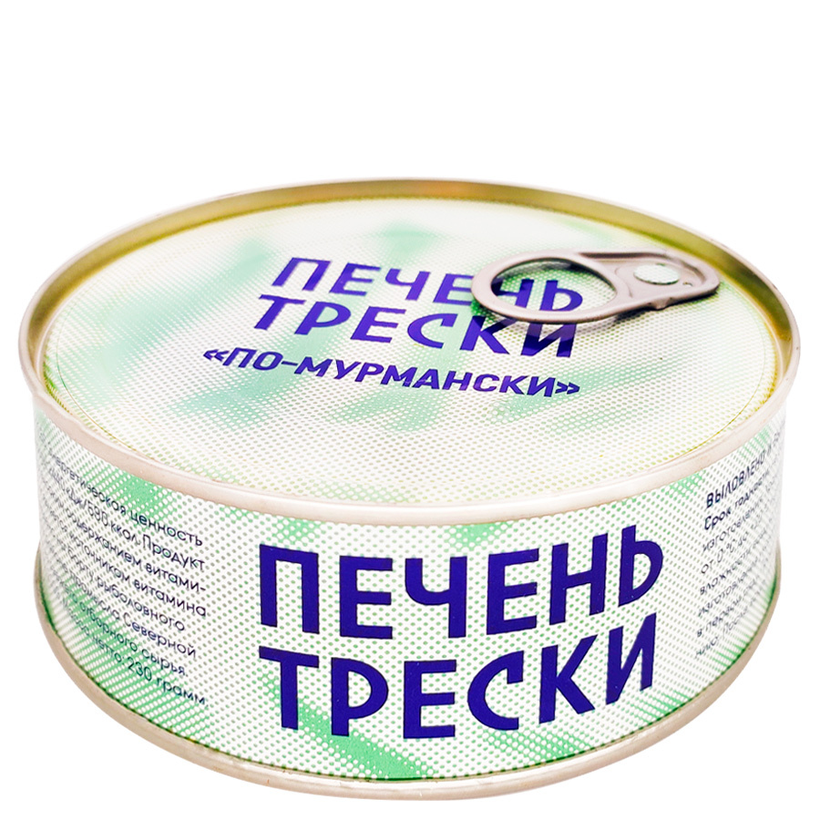 Печень трески по-мурмански (банка с ключом), 230 г | Продукты | Рыбный  Мурманн - 51fish.ru