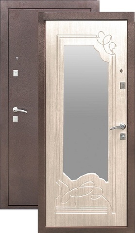 Входная металлическая дверь УД-140 (медь антик+беленый дуб)  Уральские двери из стали 1,5 мм с 2 замками