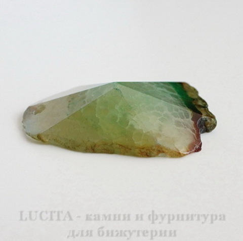 Подвеска Агат (цвет - прозрачно-зеленый) 48,2х36,9х12,8 мм №33