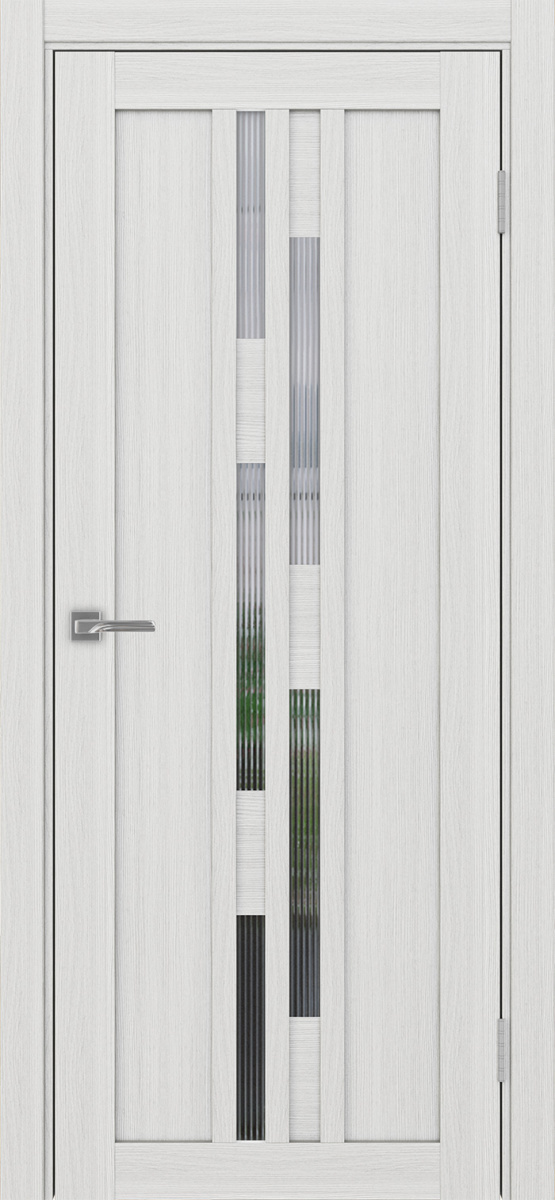 Дверь межкомнатная Оптима Порте Турин 551.121, цвет серебристый ясень, экошпон, стекло мору