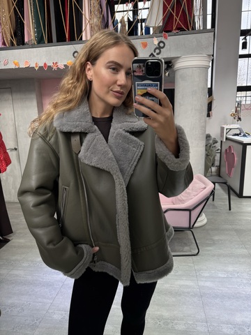 Дубленка Авиатор олива