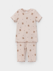 пижама  для девочки  К 1632/бежевый,маленькие мишки