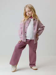 брюки  для девочки  КР 400786/темная орхидея к593