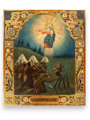 Августовская икона Божией Матери деревянная на левкасе