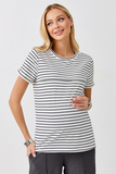 Футболка для беременных и кормящих 18072 бело-черная полоса