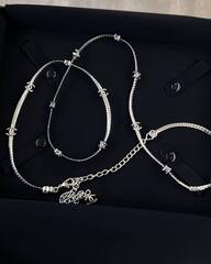 Колье цепочка длинная с логотипами CHANEL