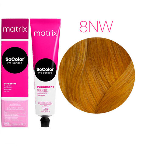 Matrix SoColor Pre-Bonded 8NW натуральный теплый светлый блондин, стойкая крем-краска для волос с бондером