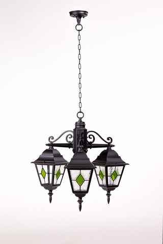 Люстра 3-х рожковая Quadro Led glass Green черный (B)