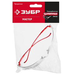 ЗУБР Мастер, открытого типа, прозрачные, широкая моностекло, облегчённые, защитные очки (110325)