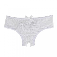 Трусики кружевные с доступом, белые, XL-2XL