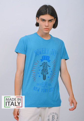 Футболка Bowery NYC "Speed Shop" Slub Pagoda Blue