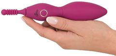 Ярко-розовый клиторальный вибратор с 3 насадками Spot Vibrator with 3 Tips - 17,9 см. - 