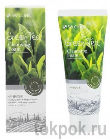 Пенка для умывания с экстрактом натурального зеленого чая 3W Clinic Green Tea Foam, 100 мл