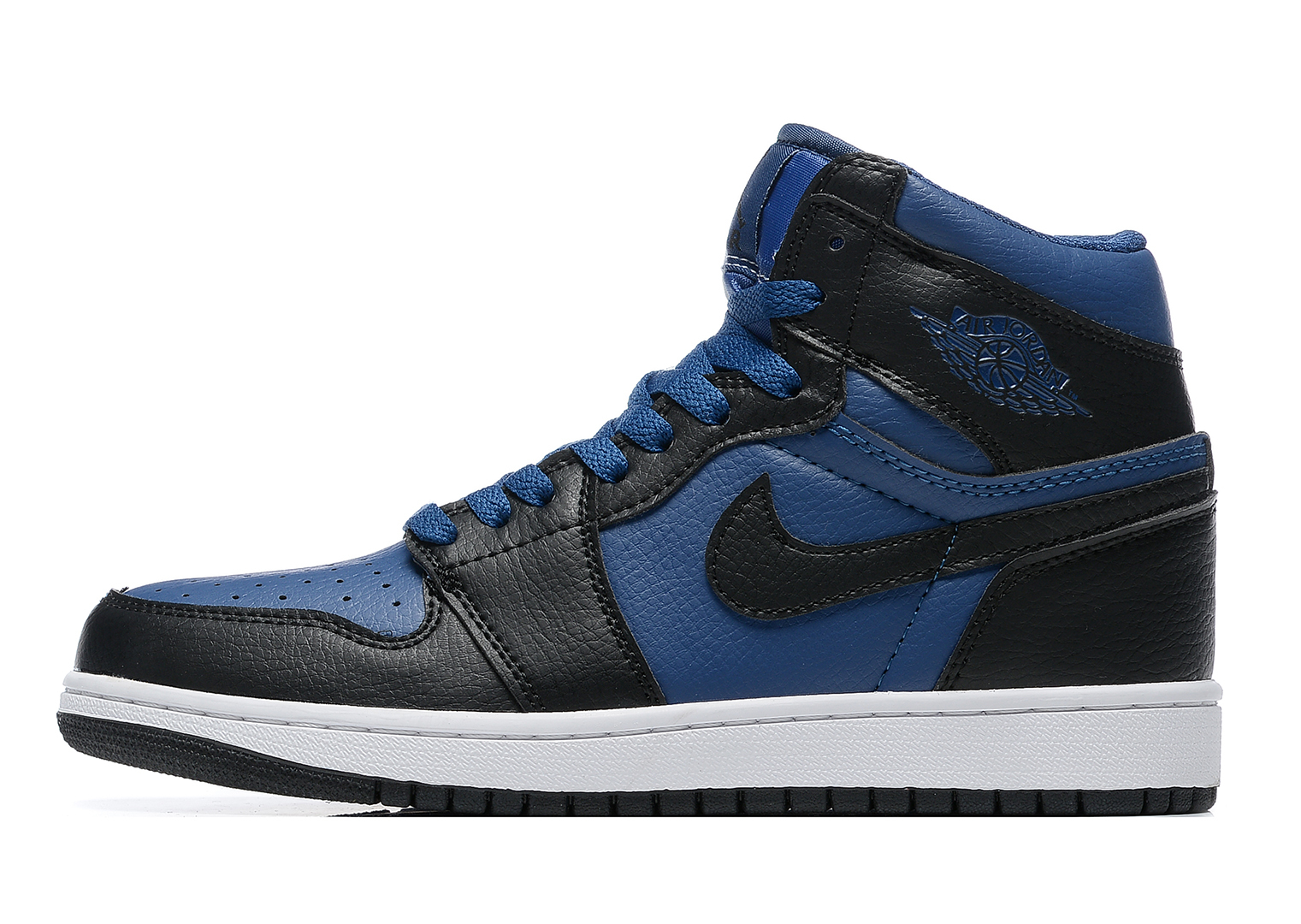 Nike air jordan 1 mid black blue sales