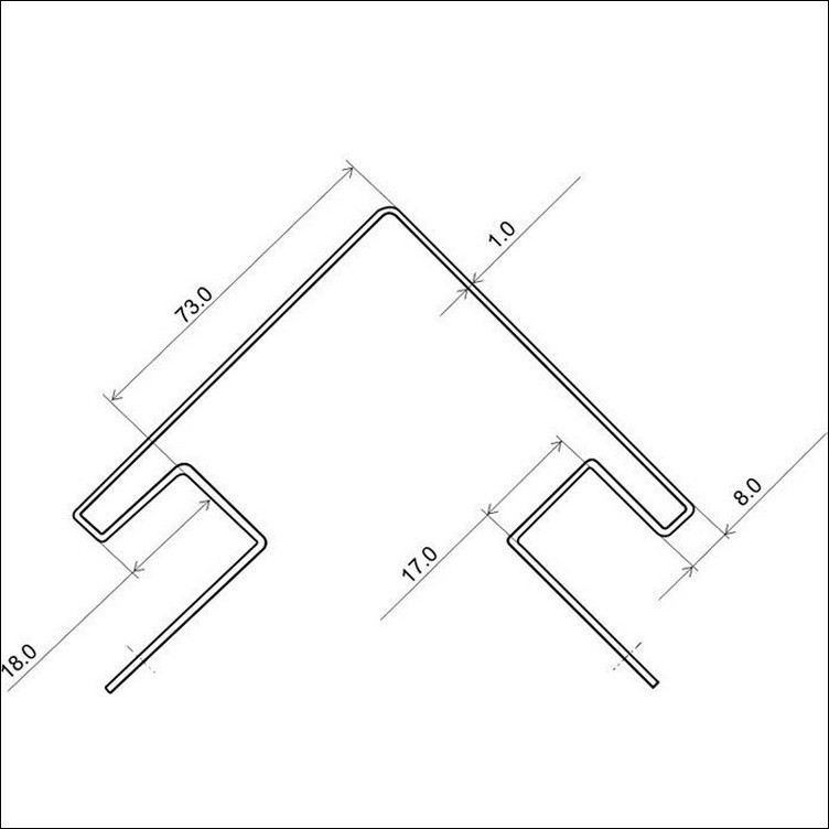 Размеры углов. Внешний угол сайдинга Размеры. Ю пласт наружный угол чертеж. Размер наружного угла для сайдинга. Угол наружный Альта-профиль чертеж.