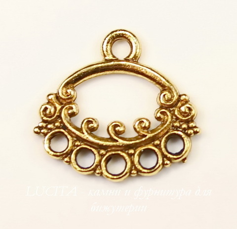Коннектор (1-5) Quest Beads "Ажурный овал" (цвет-античное золото) 17х16 мм ()