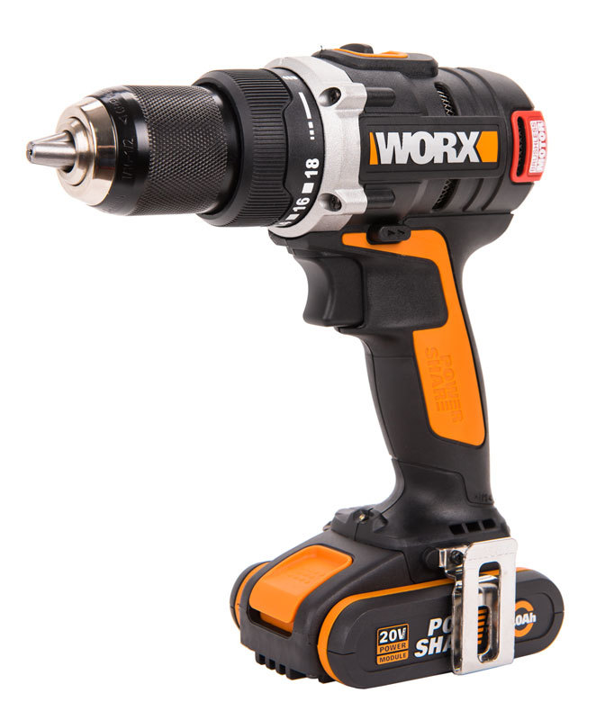 Дрель-шуруповерт аккумуляторная WORX WX175, 20В, бесщеточная, 2Ач x2, кейс